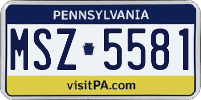 PA license plate MSZ5581