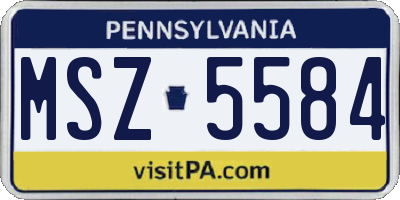 PA license plate MSZ5584