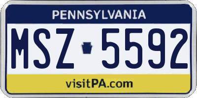 PA license plate MSZ5592
