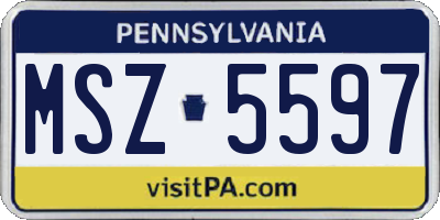 PA license plate MSZ5597