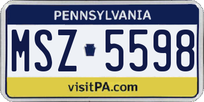 PA license plate MSZ5598
