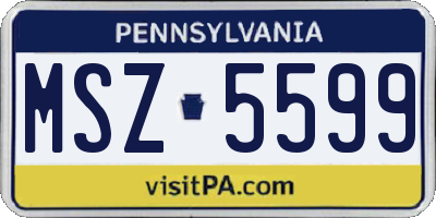 PA license plate MSZ5599