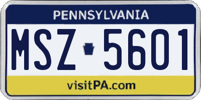 PA license plate MSZ5601