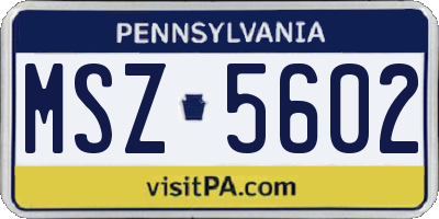 PA license plate MSZ5602