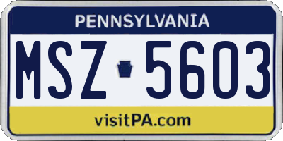PA license plate MSZ5603