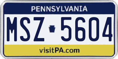 PA license plate MSZ5604