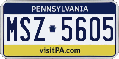 PA license plate MSZ5605