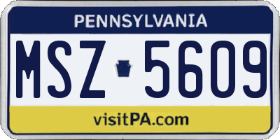 PA license plate MSZ5609