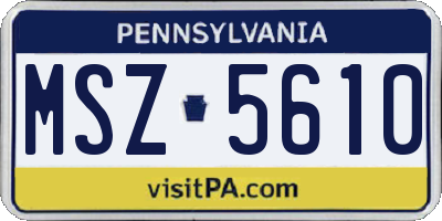 PA license plate MSZ5610