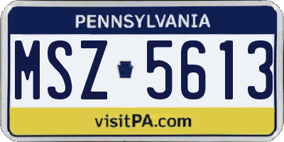 PA license plate MSZ5613