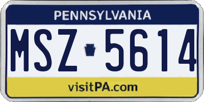 PA license plate MSZ5614