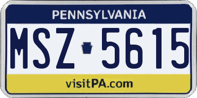 PA license plate MSZ5615
