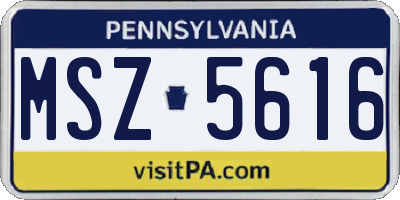 PA license plate MSZ5616