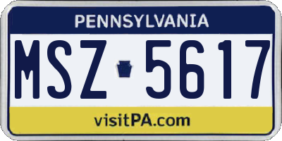 PA license plate MSZ5617