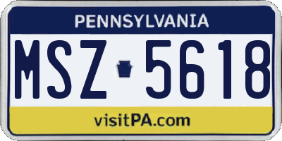 PA license plate MSZ5618