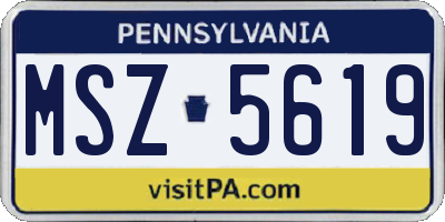 PA license plate MSZ5619