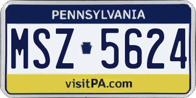 PA license plate MSZ5624
