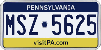 PA license plate MSZ5625