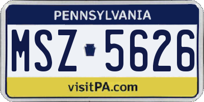 PA license plate MSZ5626