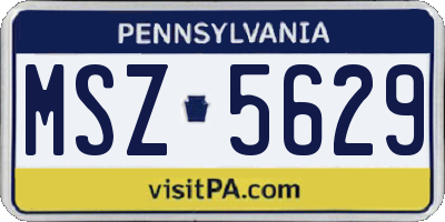 PA license plate MSZ5629