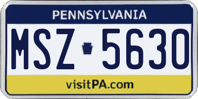 PA license plate MSZ5630