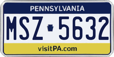 PA license plate MSZ5632