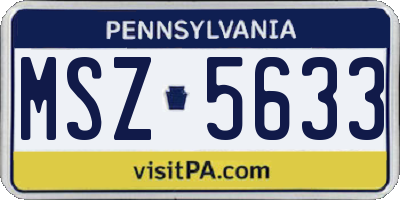 PA license plate MSZ5633
