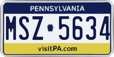 PA license plate MSZ5634