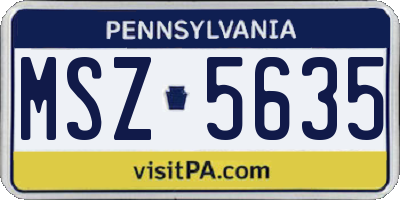 PA license plate MSZ5635