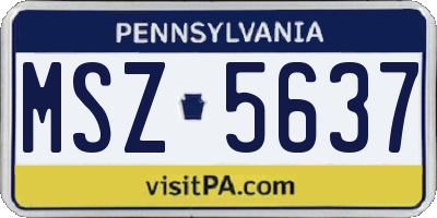 PA license plate MSZ5637