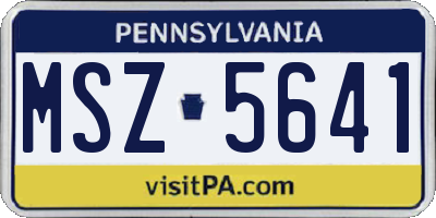 PA license plate MSZ5641