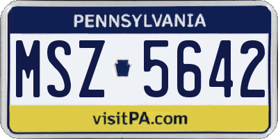 PA license plate MSZ5642