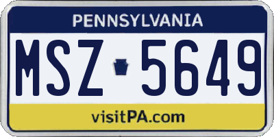 PA license plate MSZ5649