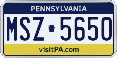 PA license plate MSZ5650