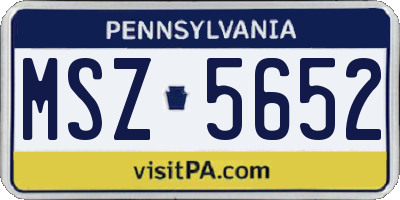 PA license plate MSZ5652