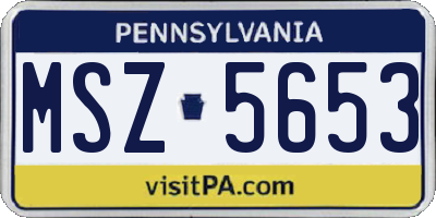 PA license plate MSZ5653