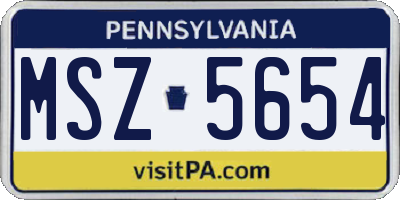PA license plate MSZ5654