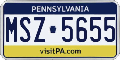 PA license plate MSZ5655