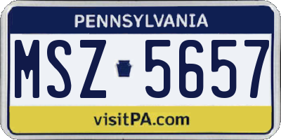 PA license plate MSZ5657