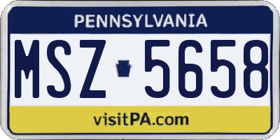 PA license plate MSZ5658