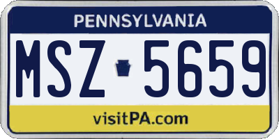 PA license plate MSZ5659