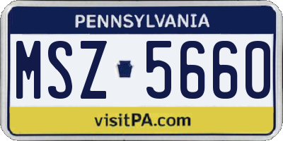 PA license plate MSZ5660