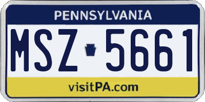 PA license plate MSZ5661