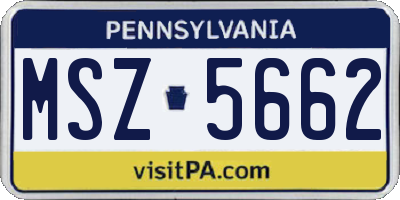 PA license plate MSZ5662