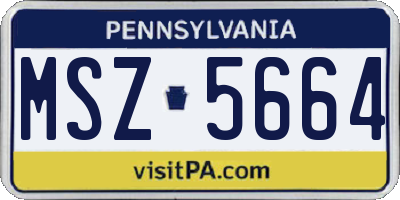PA license plate MSZ5664