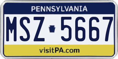 PA license plate MSZ5667
