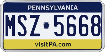 PA license plate MSZ5668