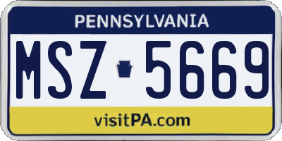 PA license plate MSZ5669