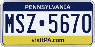 PA license plate MSZ5670