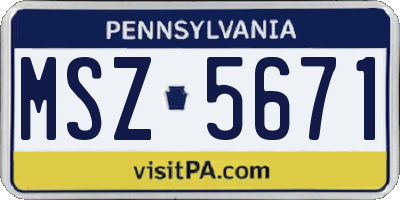 PA license plate MSZ5671